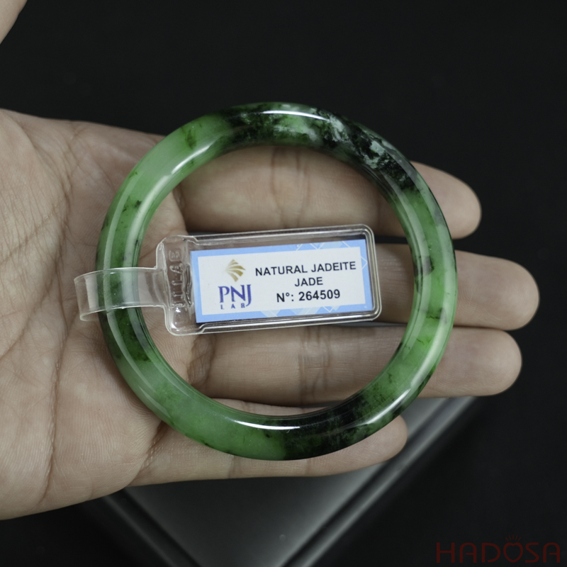 Vòng Cẩm Thạch bản tròn xanh tươi ni 53
