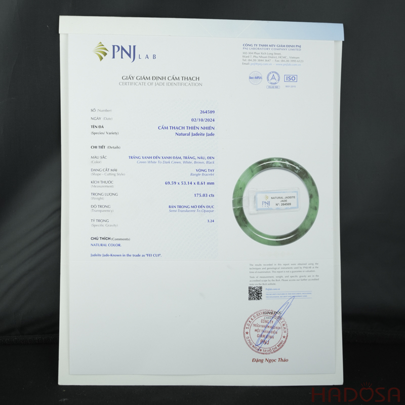 Vòng Cẩm Thạch bản tròn xanh tươi ni 53