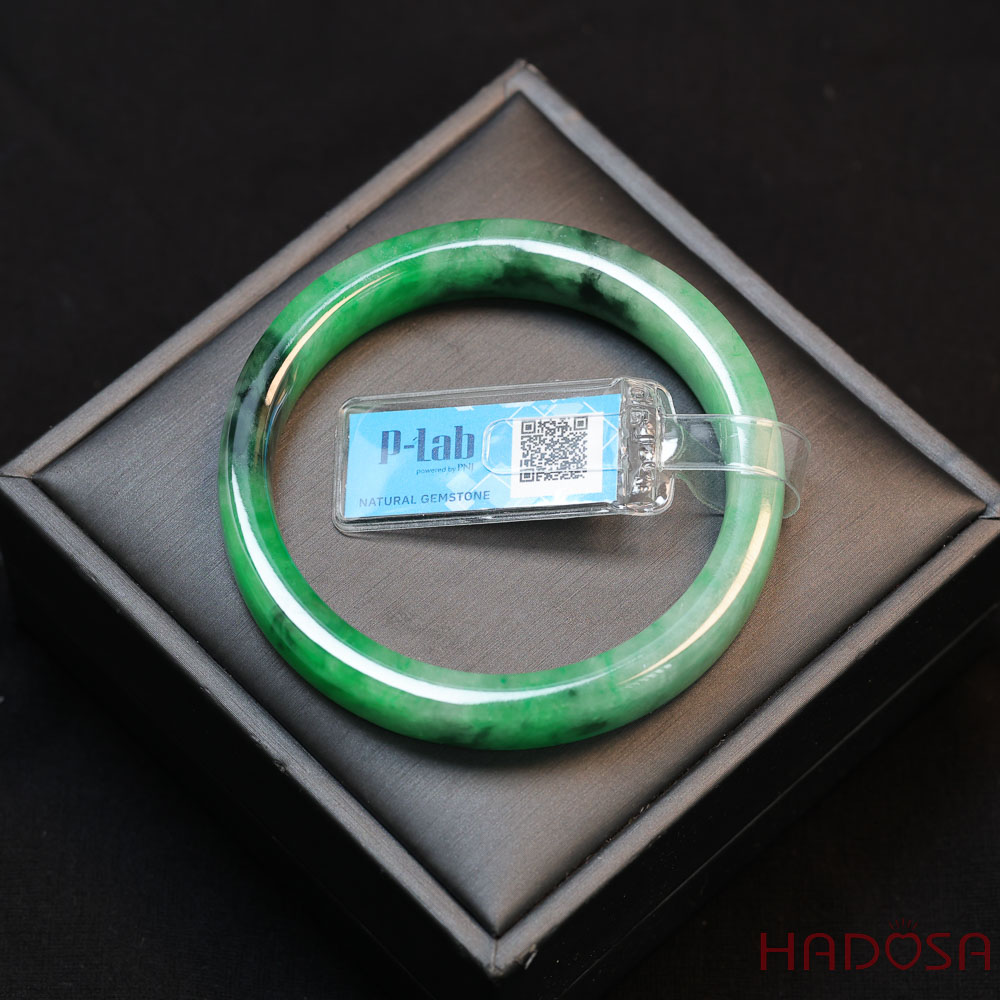 Vòng Ngọc Cẩm Thạch bản vuông xanh tươi ni 55
