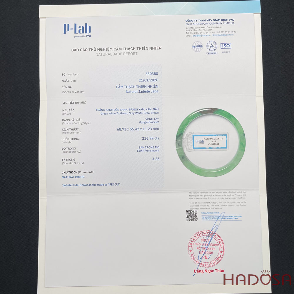 Vòng Ngọc Cẩm Thạch bản vuông xanh tươi ni 55