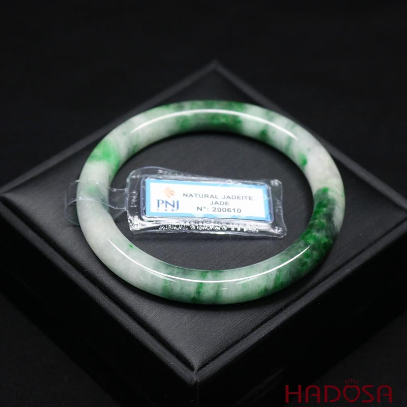Vòng Ngọc Cẩm Thạch đậu trắng vân xanh ni 56