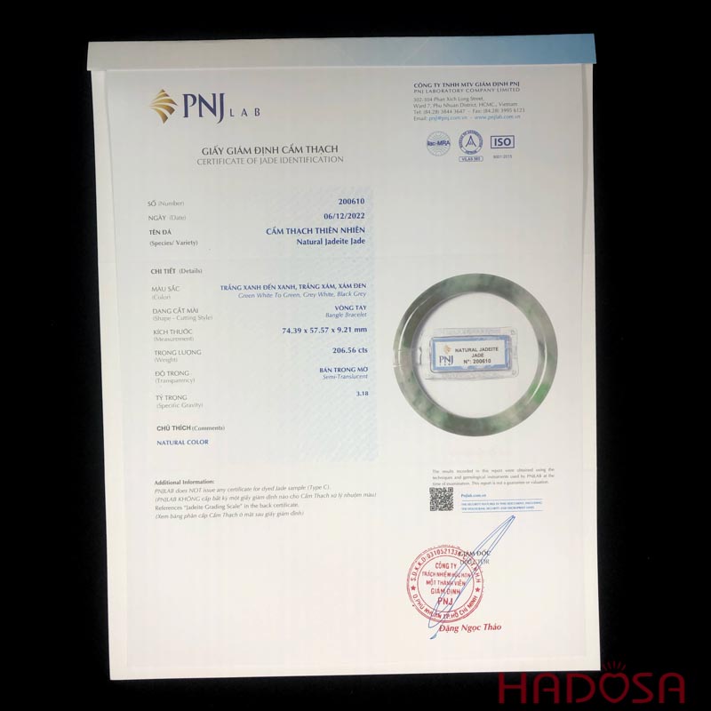 Vòng Ngọc Cẩm Thạch đậu trắng vân xanh ni 56