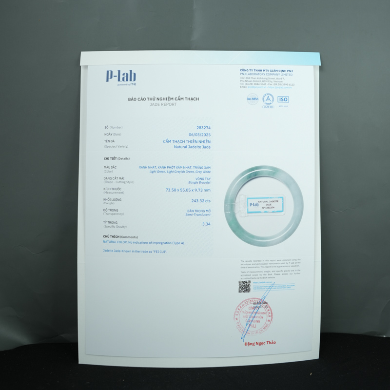 Vòng Ngọc Cẩm Thạch Jade A  đậu phớt lý ni 54