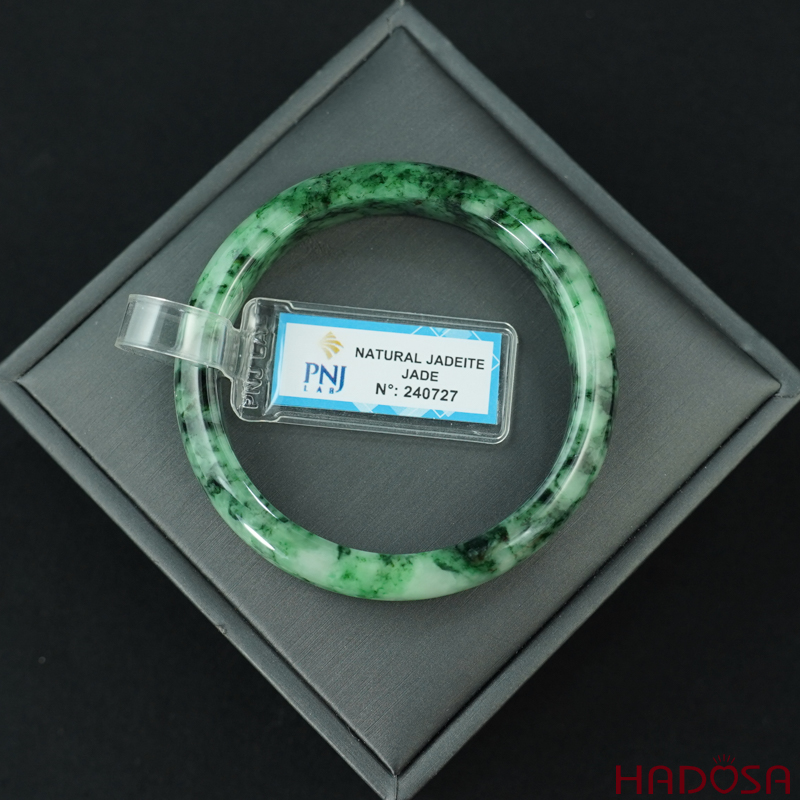 Vòng Ngọc Cẩm Thạch lá hẹ xanh vân đậm ni 52