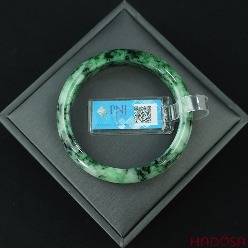 Vòng Ngọc Cẩm Thạch lá hẹ xanh vân đậm ni 52