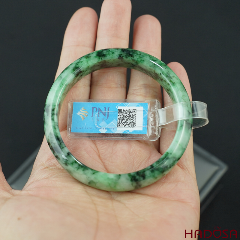 Vòng Ngọc Cẩm Thạch lá hẹ xanh vân đậm ni 52