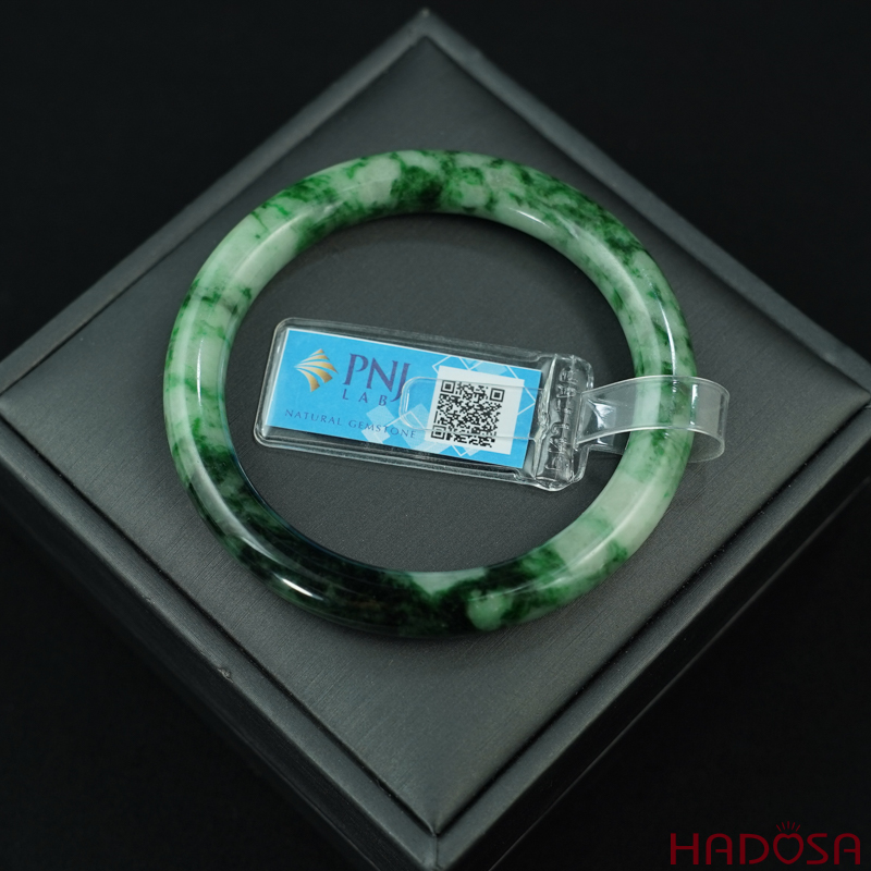 Vòng Ngọc Cẩm Thạch lá hẹ xanh vân đậm ni 52