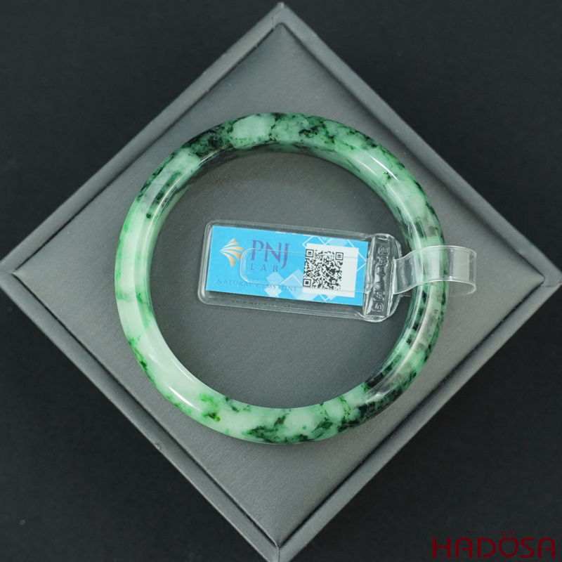 Vòng Ngọc Cẩm Thạch lá hẹ xanh vân đậm ni 56