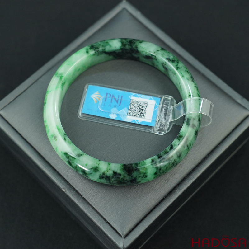 Vòng Ngọc Cẩm Thạch lá hẹ xanh vân đậm ni 56