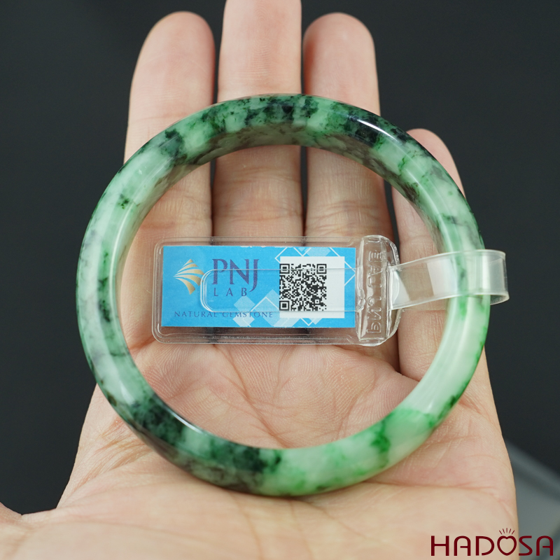 Vòng Ngọc Cẩm Thạch lá hẹ xanh vân đậm ni 56