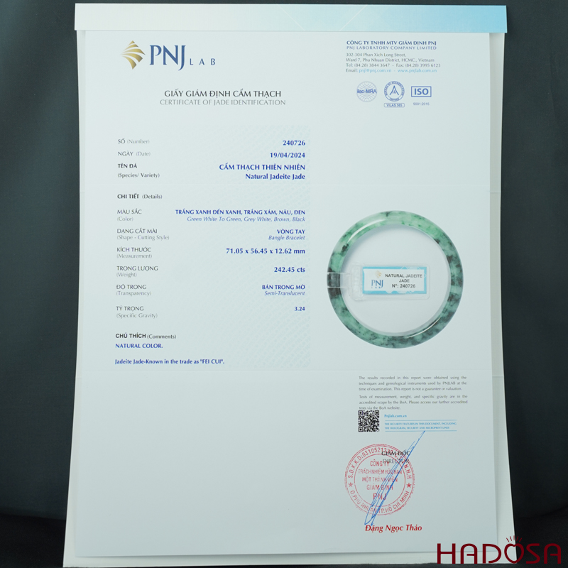 Vòng Ngọc Cẩm Thạch lá hẹ xanh vân đậm ni 56