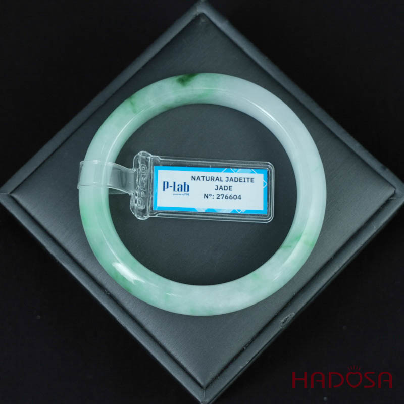 Vòng Ngọc Cẩm Thạch bản oval xanh trong ni 55