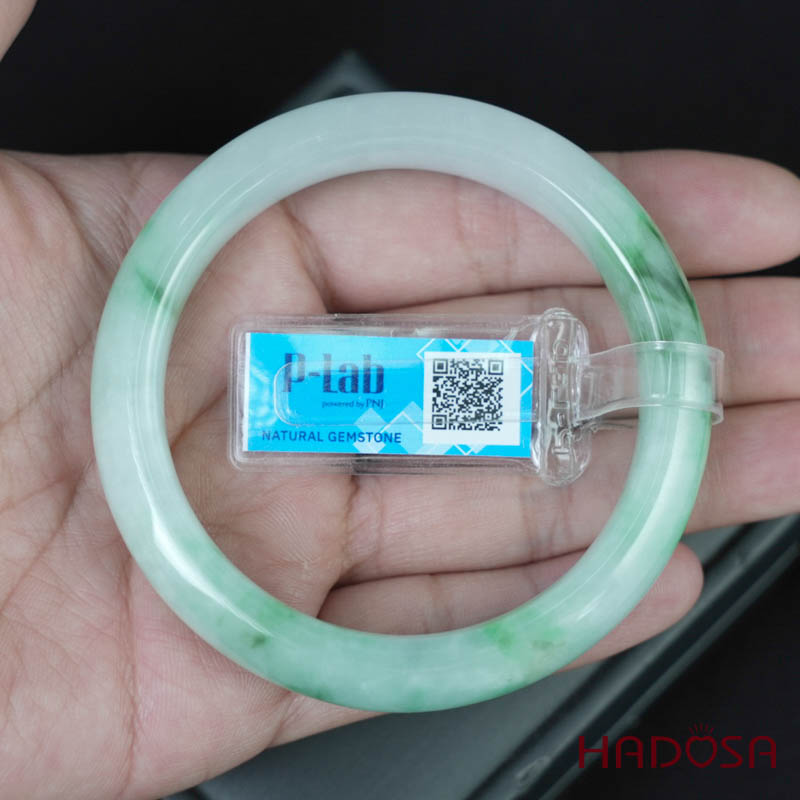 Vòng Ngọc Cẩm Thạch bản oval xanh trong ni 55