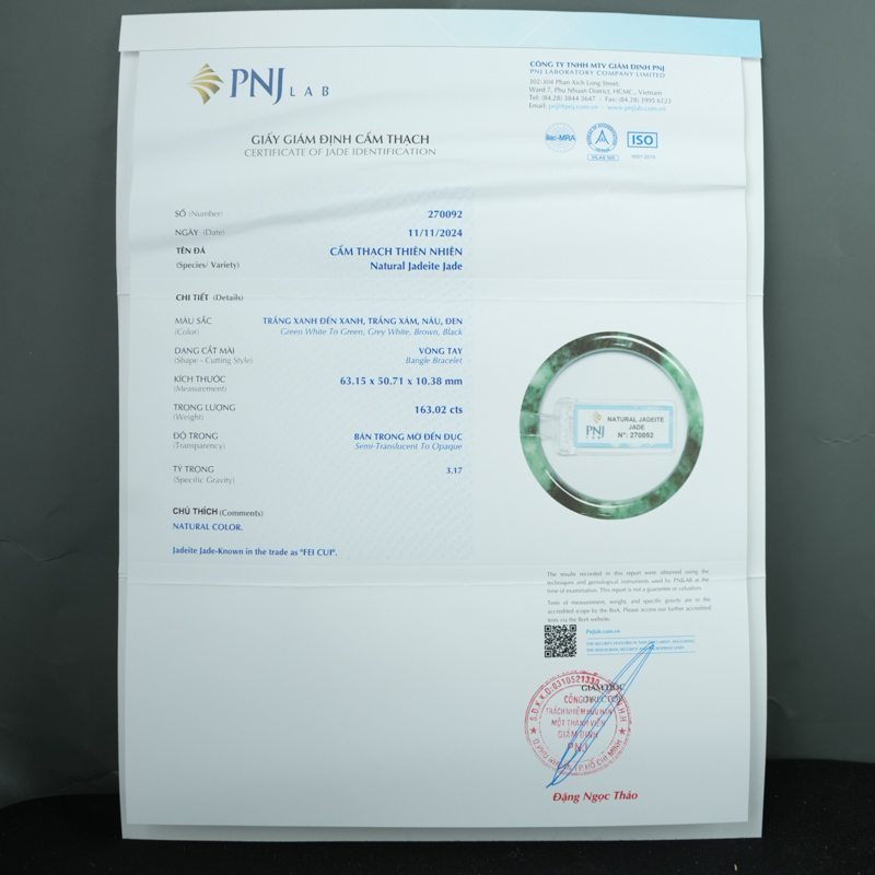 Vòng Ngọc Cẩm Thạch sơn thủy bản vuông ni 50