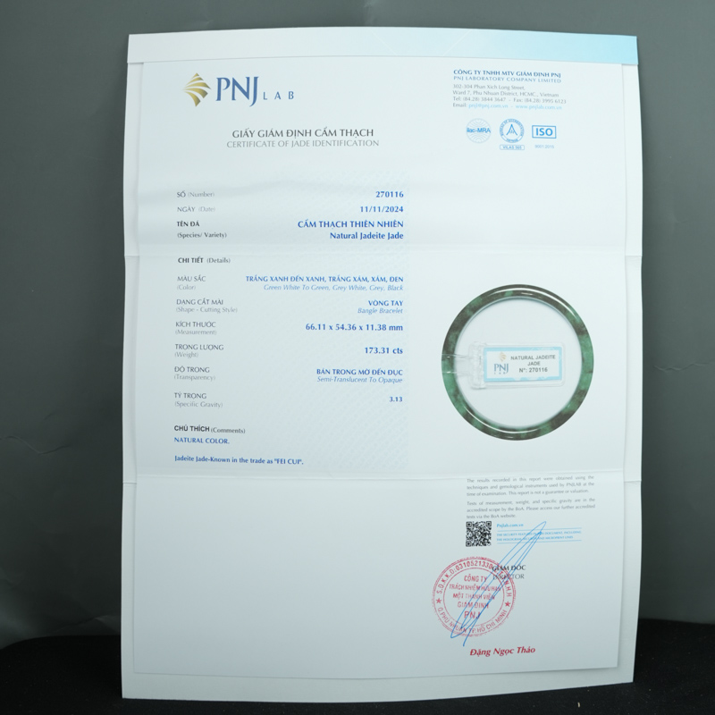 Vòng Ngọc Cẩm Thạch sơn thủy bản vuông ni 54