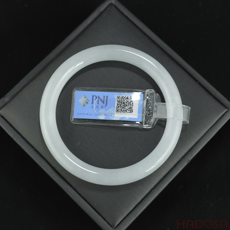 Vòng Ngọc Cẩm Thạch tròn trắng lí vân xanh ni 55