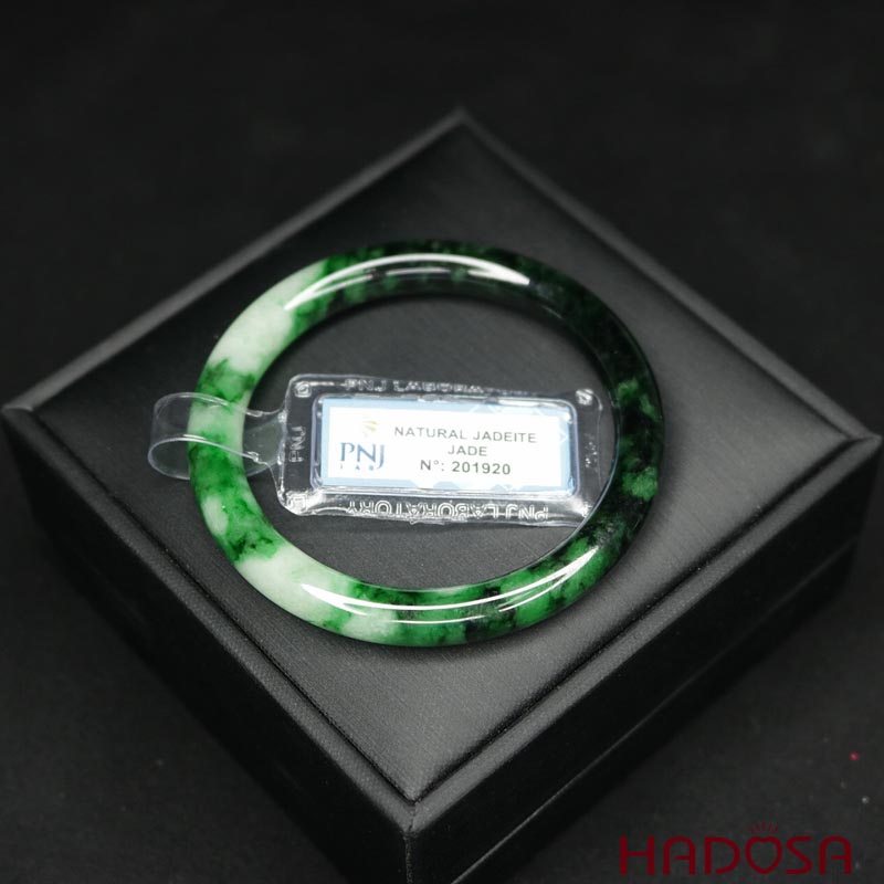 Vòng Ngọc Cẩm Thạch xanh sơn thuỷ lý vân trắng ni 51
