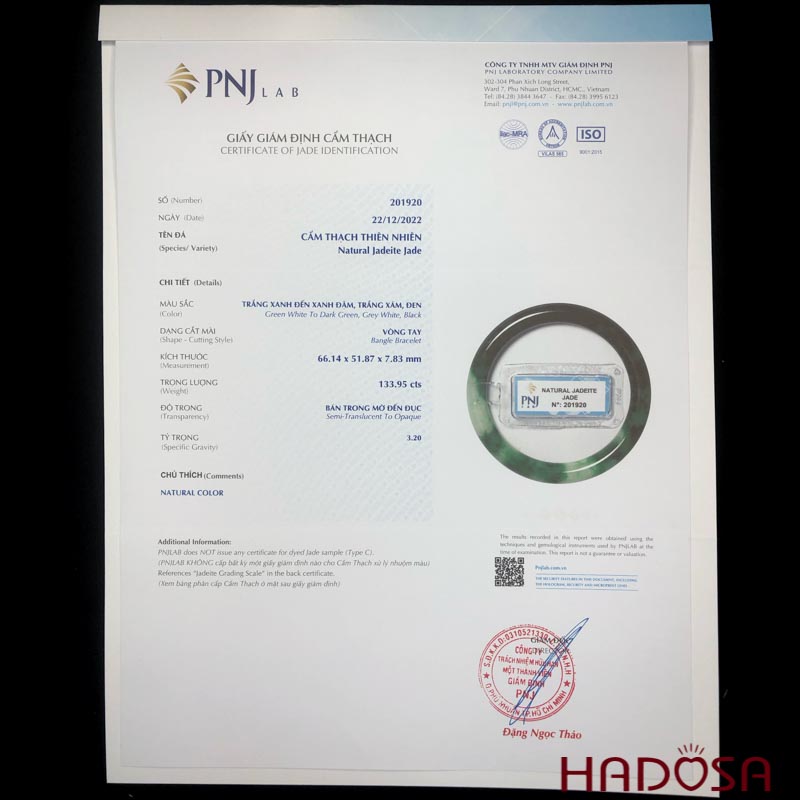 Vòng Ngọc Cẩm Thạch xanh sơn thuỷ lý vân trắng ni 51