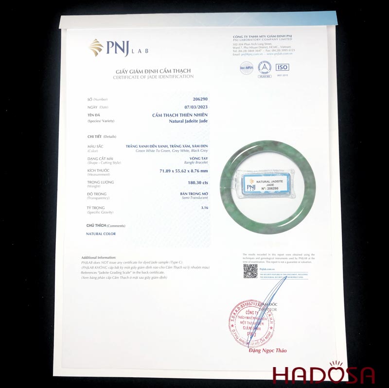 Vòng Ngọc Cẩm Thạch xanh vân bông bản tròn ni 54