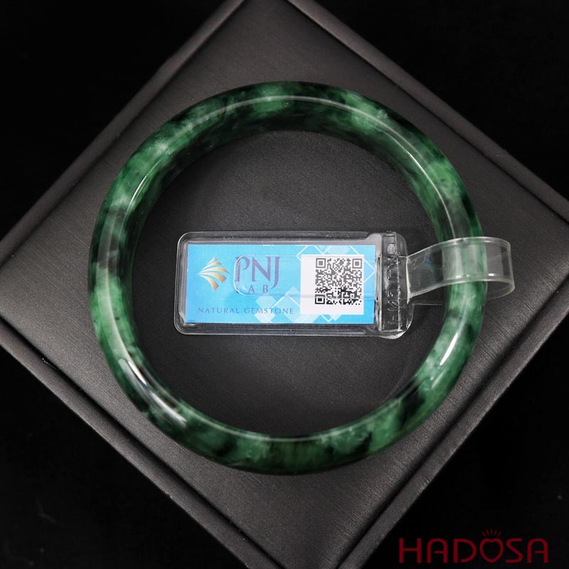 Vòng Ngọc Cẩm Thạch lá hẹ xanh vân bông ni 56