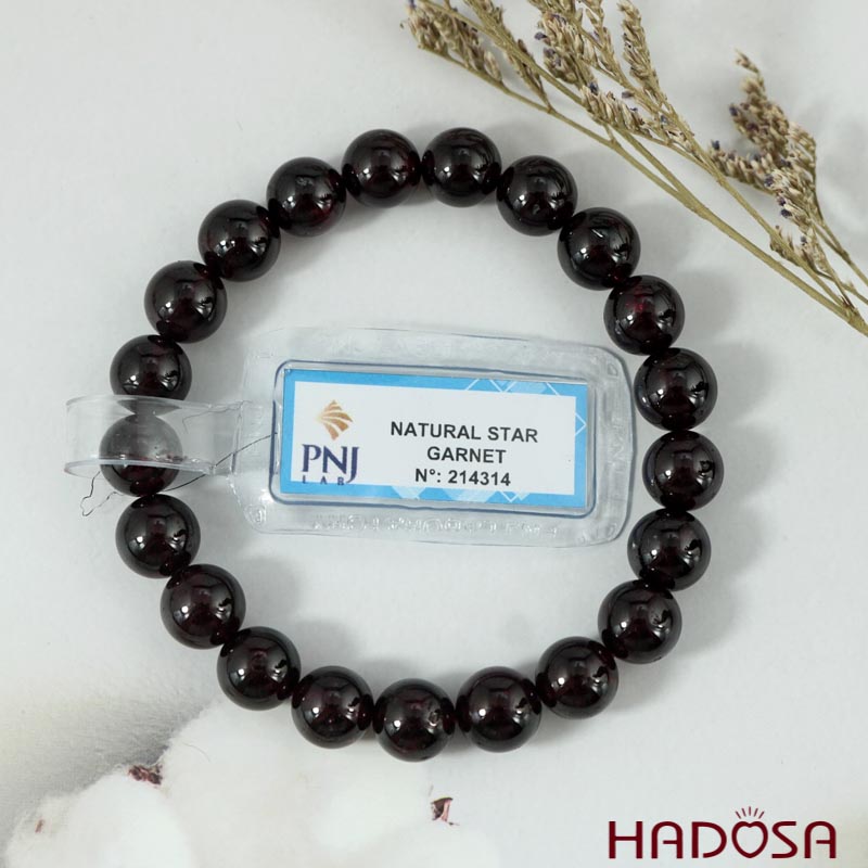 Vòng Ngọc Hồng Lựu Garnet tím 9mm chuẩn 5A