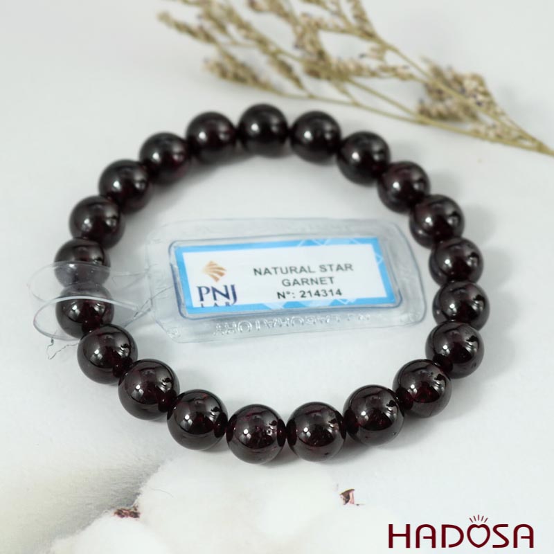 Vòng Ngọc Hồng Lựu Garnet tím 9mm chuẩn 5A