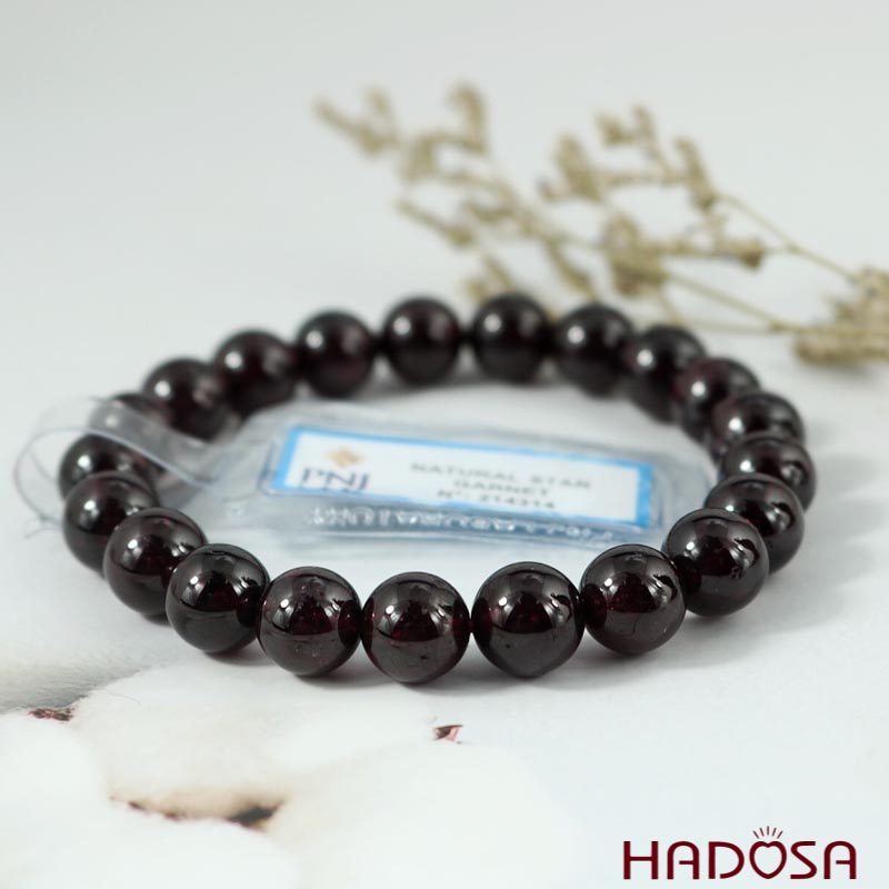 Vòng Ngọc Hồng Lựu Garnet tím 9mm chuẩn 5A