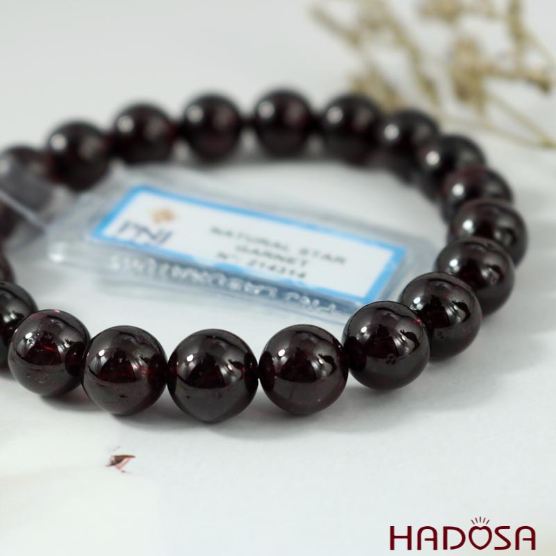 Vòng Ngọc Hồng Lựu Garnet tím 9mm chuẩn 5A