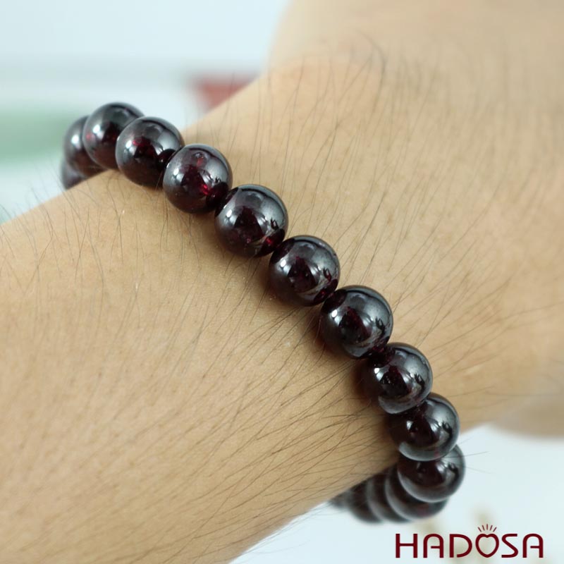Vòng Ngọc Hồng Lựu Garnet tím 9mm chuẩn 5A