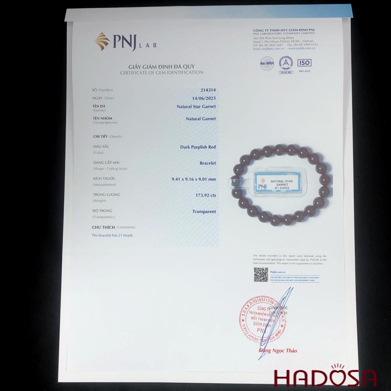 Vòng Ngọc Hồng Lựu Garnet tím 9mm chuẩn 5A