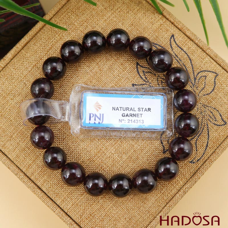 Vòng Ngọc Hồng Lựu Garnet tím 10mm chuẩn 5A