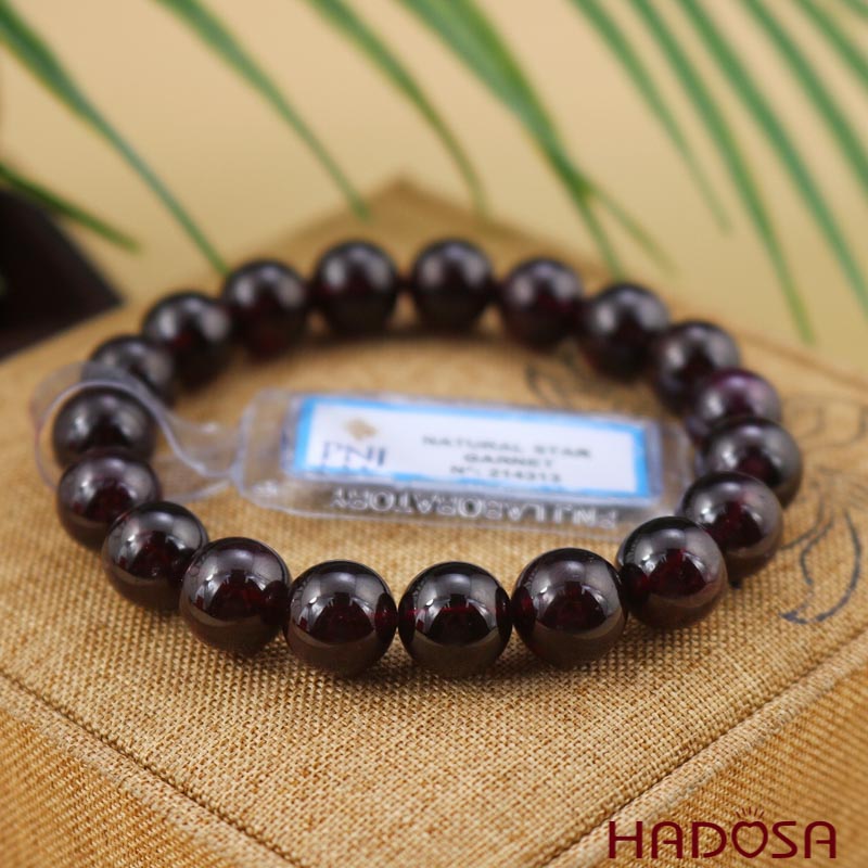 Vòng Ngọc Hồng Lựu Garnet tím 10mm chuẩn 5A