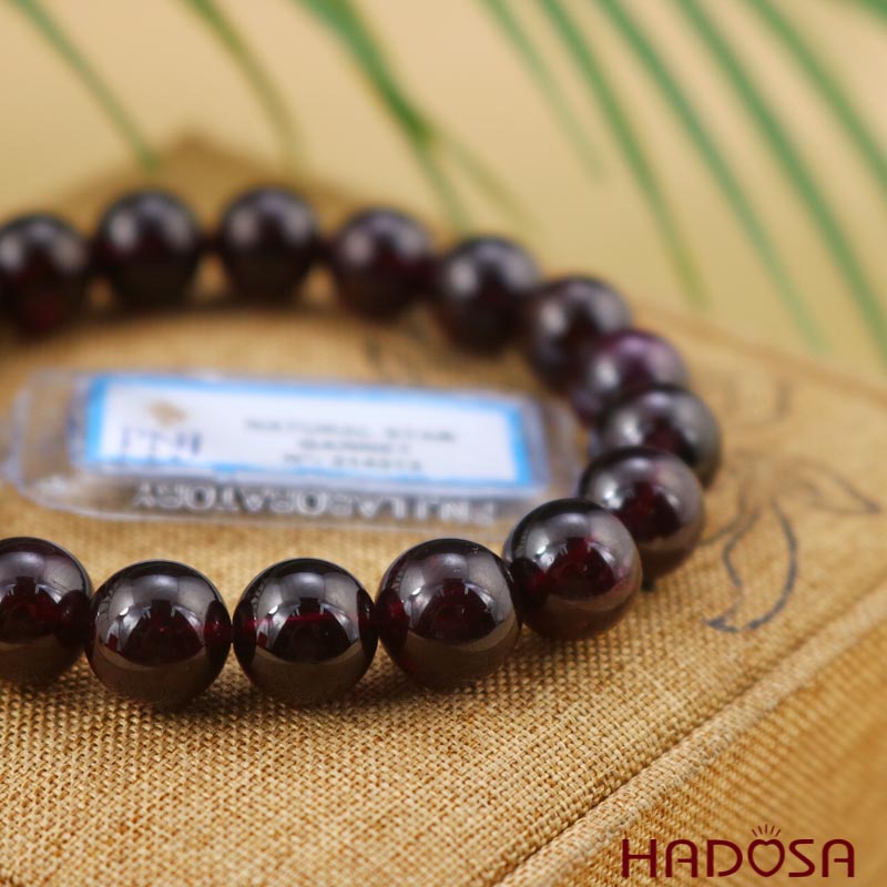 Vòng Ngọc Hồng Lựu Garnet tím 10mm chuẩn 5A