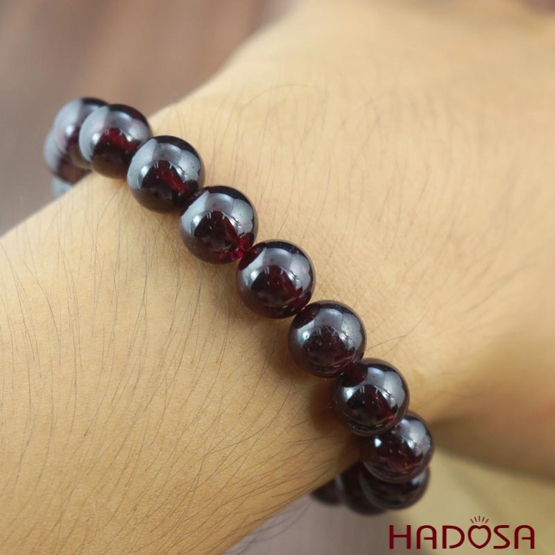 Vòng Ngọc Hồng Lựu Garnet tím 10mm chuẩn 5A