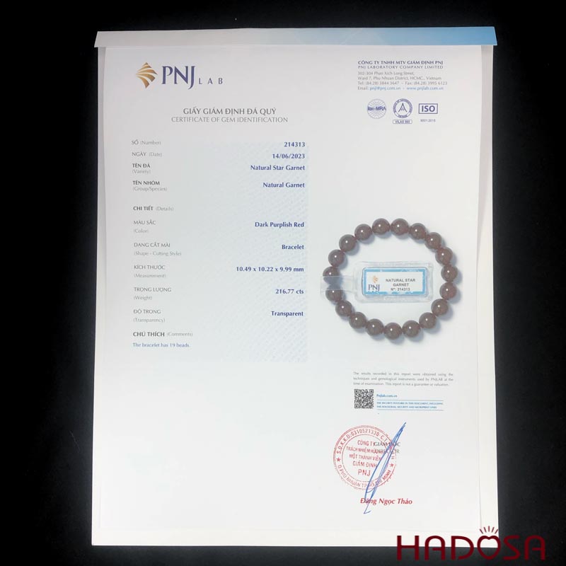 Vòng Ngọc Hồng Lựu Garnet tím 10mm chuẩn 5A