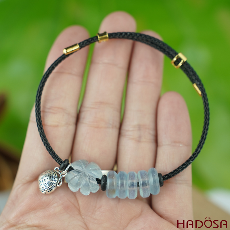 Vòng ngũ điếu Aquamarine cỏ 4 lá