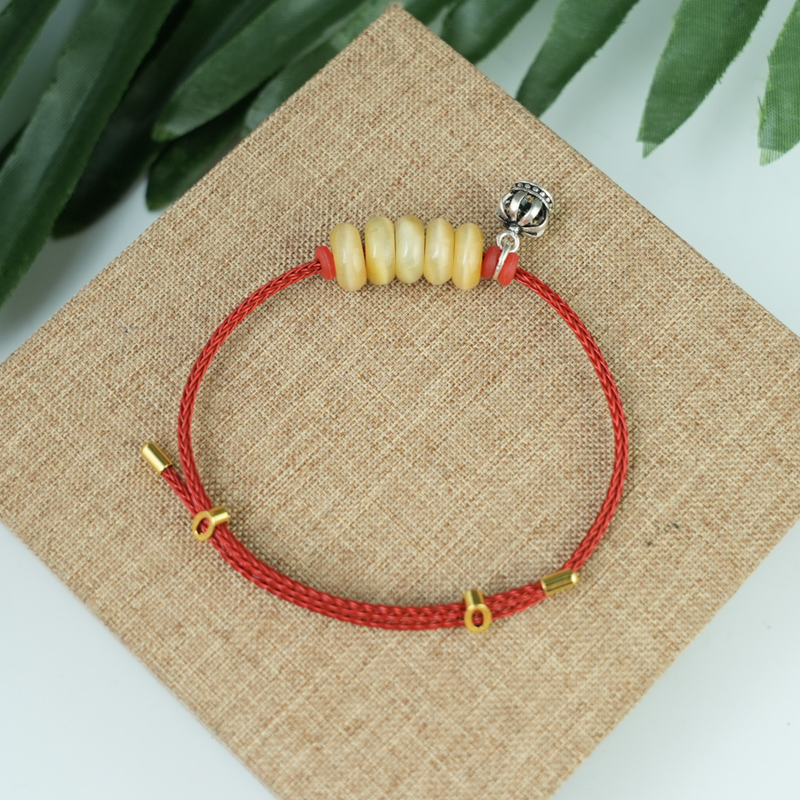 Vòng ngũ điếu mắt hổ vàng nâu mix charm vương miện