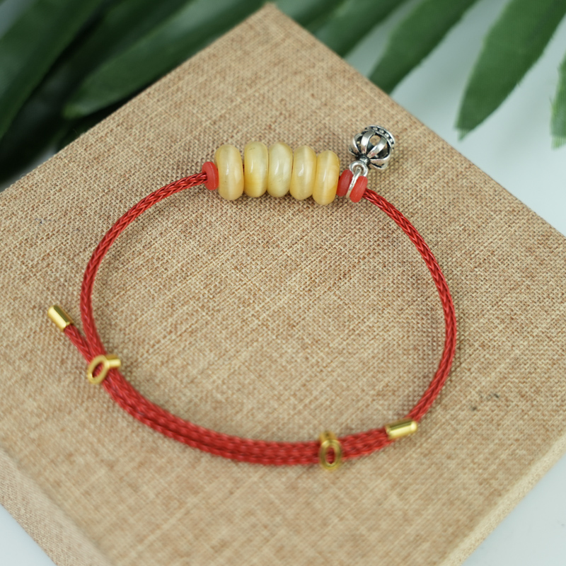 Vòng ngũ điếu mắt hổ vàng nâu mix charm vương miện