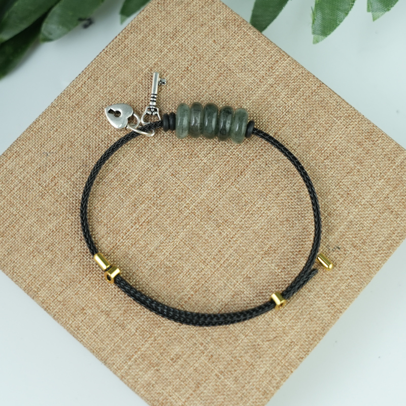 Vòng ngũ điếu tóc xanh mix charm chìa khóa