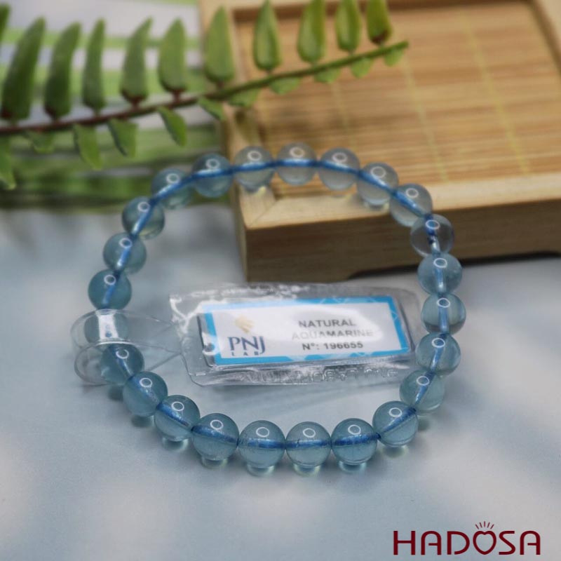 Vòng tay đá Aquamarine 7mm chuẩn 7A