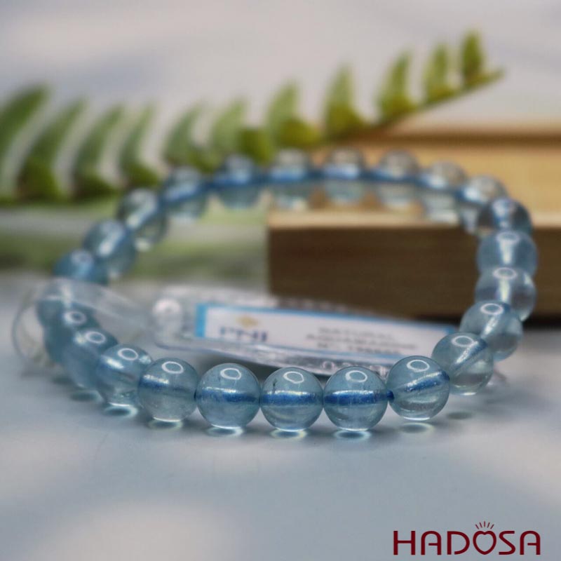 Vòng tay đá Aquamarine 7mm chuẩn 7A