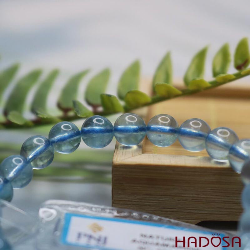 Vòng tay đá Aquamarine 7mm chuẩn 7A