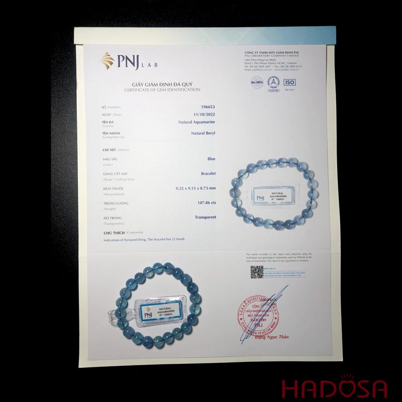 Vòng đá Aquamarine 8mm chuẩn 7A