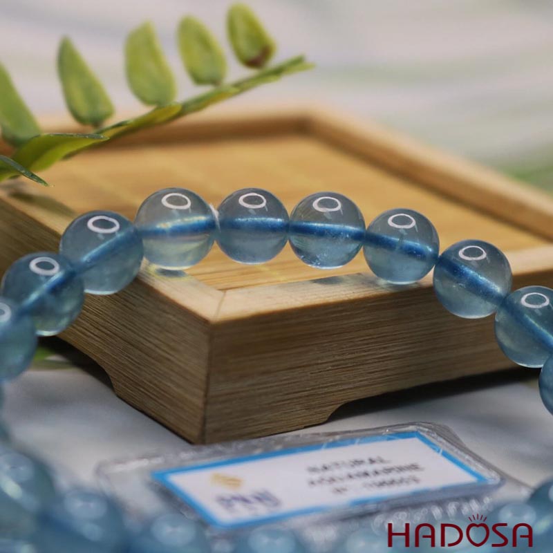 Vòng đá Aquamarine 8mm chuẩn 7A