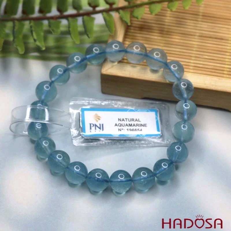 Vòng đá Aquamarine 9mm chuẩn 7A