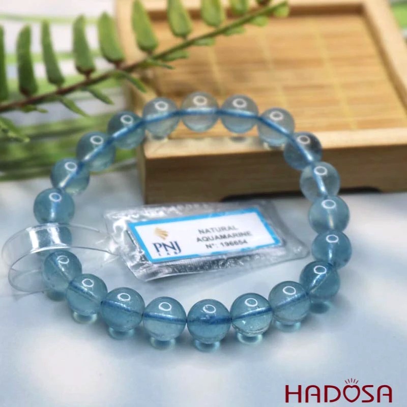 Vòng đá Aquamarine 9mm chuẩn 7A