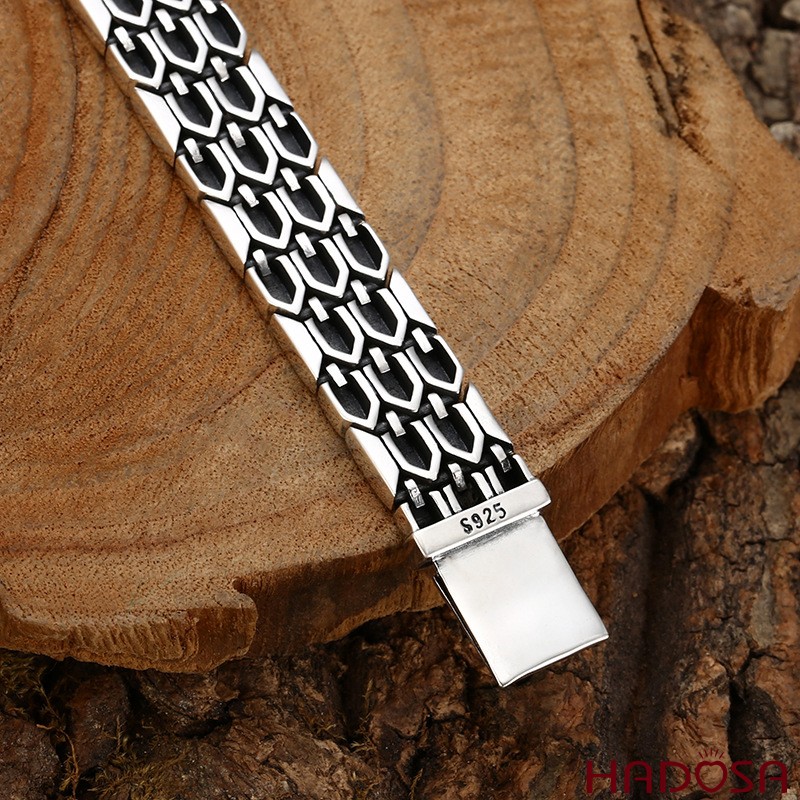 Lắc Tay Bạc Bản Lớn Kiểu Dáng Vảy Rắn