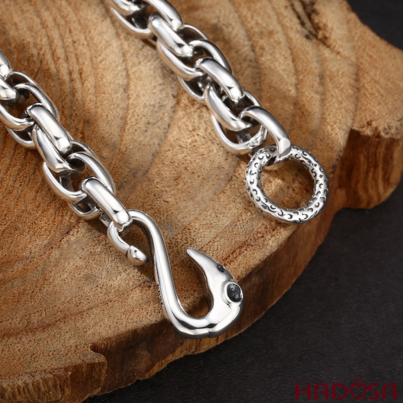 Vòng Tay Bạc Nam Khóa Móc Eagle Hook
