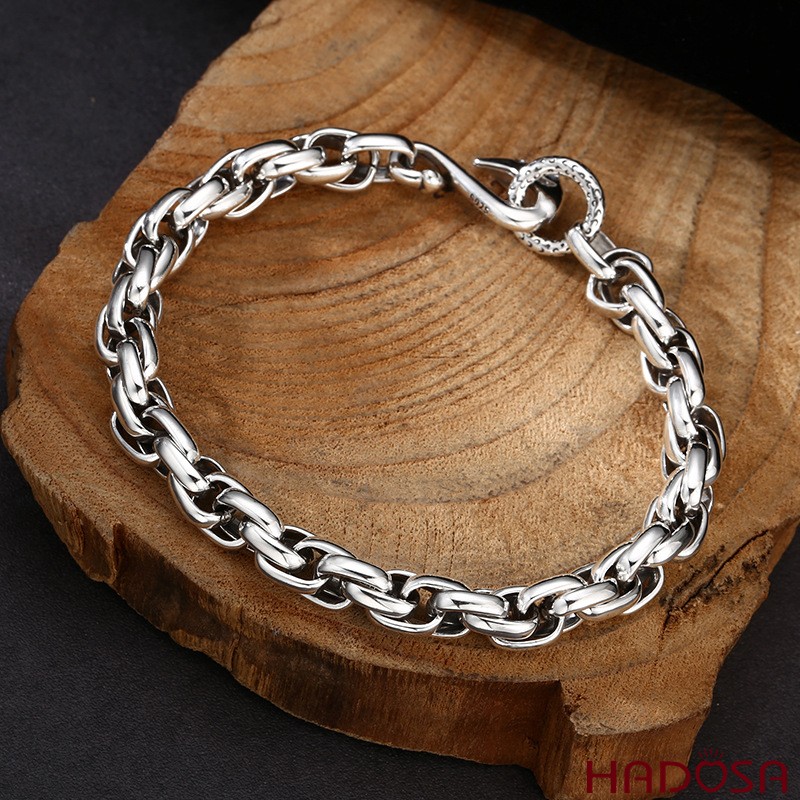 Vòng Tay Bạc Nam Khóa Móc Eagle Hook