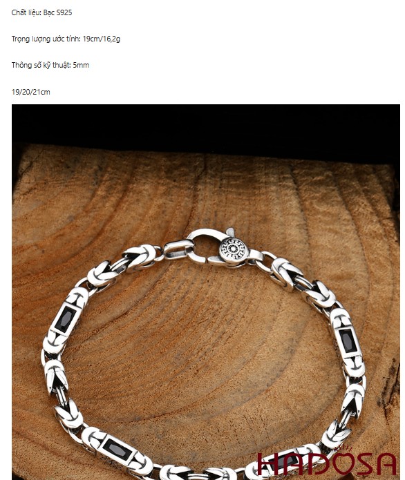 Lắc Tay Bạc Thái 925 Nam Nữ Khắc Lục Tự Đại Minh